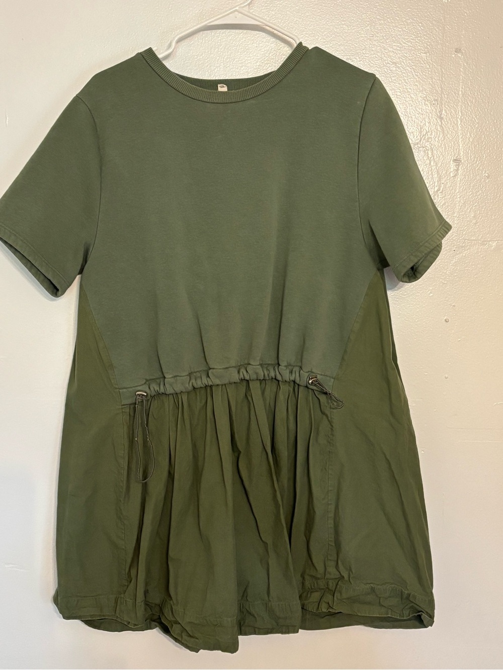 Olive Green Drawstring Waist Dress